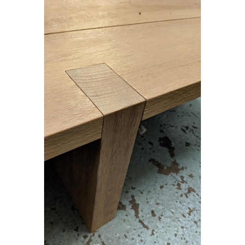 455 - LOW TABLE, contemporary thick plank construction, 150cm x 80cm x 40cm.