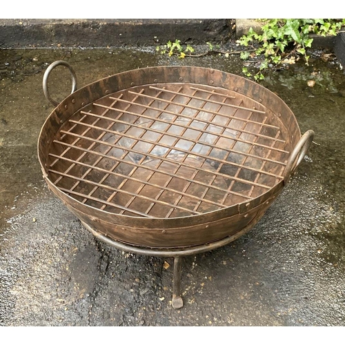 465 - INDIAN STYLE KADAI FIRE BOWL, 47cm high, 64cm diameter, on stand.