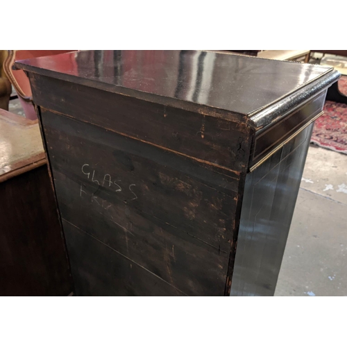 148 - PIER CABINET, Victorian circa 1880, ebonised, boxwood stringing and brass mounted fitted with a sing... 