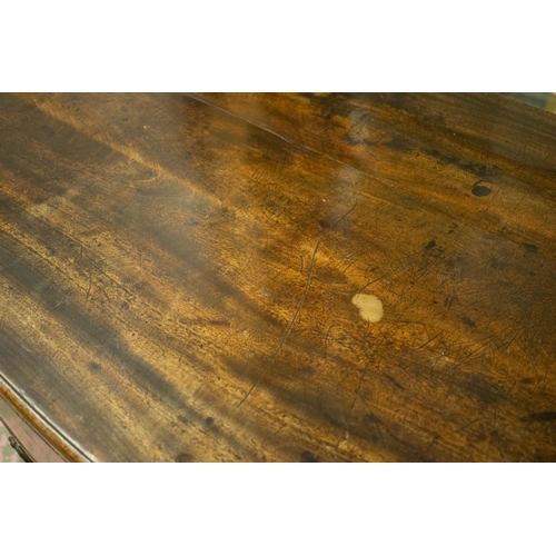 136 - BOWFRONT CHEST, 92cm H x 108cm x 54cm, George III mahogany with oak brushing slide above three drawe... 