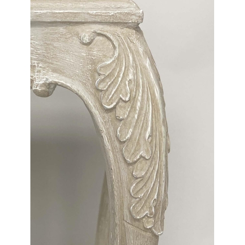 203 - CENTRE/CONSOLE TABLE, Italian 19th century style with white veined marble top and ball decorated wit... 