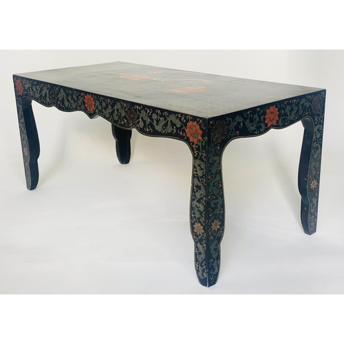 198 - LOW TABLE, rectangular lacquered and gilt Chinoiserie polychrome decorated, 97cm x 44cm H x 50cm.