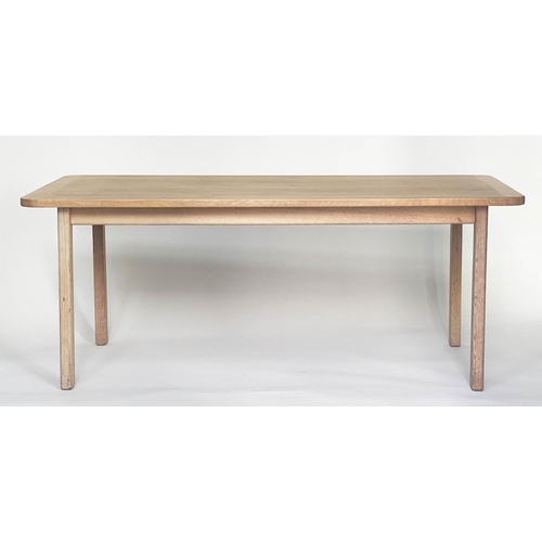 200 - DINING TABLE, Cotswold School oak cleated with square supports, 183cm W x 86cm D x 73cm H.