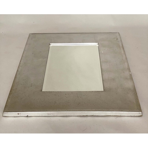 352 - WALL MIRROR, broad leaf silvered frame and bevelled mirror plate, 124cm H x 92cm.