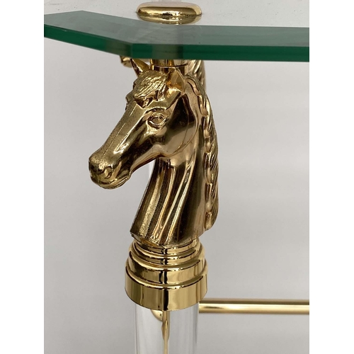 347 - MAISON CHARLES STYLE CONSOLE TABLE, glass, lucite and gilt with three tiers, 125cm x 37cm x 70cm H.