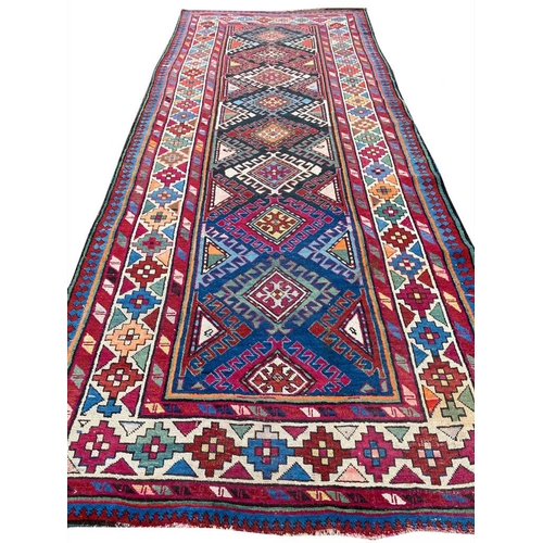 56 - ANTIQUE CAUCASIAN RUNNER, 280cm x 115cm.