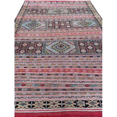 63 - MOROCCAN SILK KILIM, 240cm x 150cm.