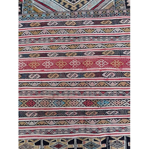 63 - MOROCCAN SILK KILIM, 240cm x 150cm.