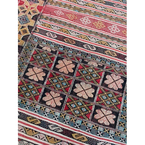 63 - MOROCCAN SILK KILIM, 240cm x 150cm.