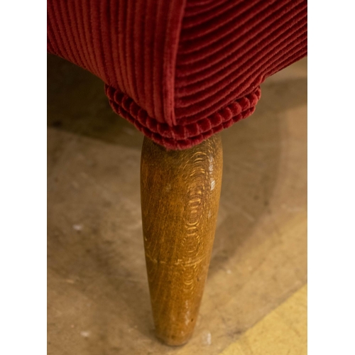 118 - BERGERE, 81cm H x 78cm, beechwood and dark red corduroy.