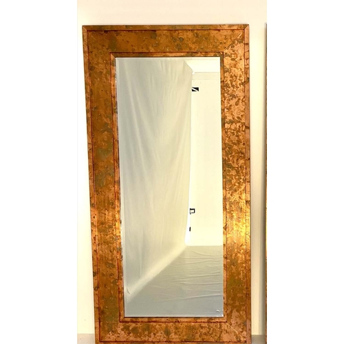 342 - WALL MIRROR, 1970s Italian style, coppered frame, 180cm high, 91cm wide.