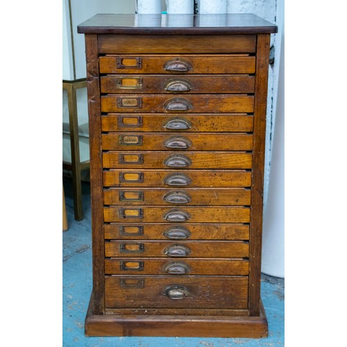 121 - PRINTER'S CHEST, 87cm H x 51cm x 52cm, early 20th century with twelve fitted drawers and ordinary dr... 