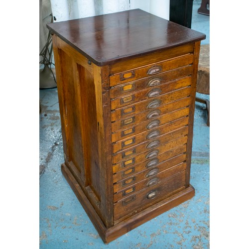 121 - PRINTER'S CHEST, 87cm H x 51cm x 52cm, early 20th century with twelve fitted drawers and ordinary dr... 