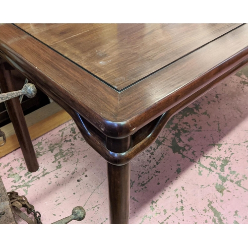 162 - CENTRE TABLE, 72cm D x 78cm H x 190cm L, 20th century Chinese padoukwood.