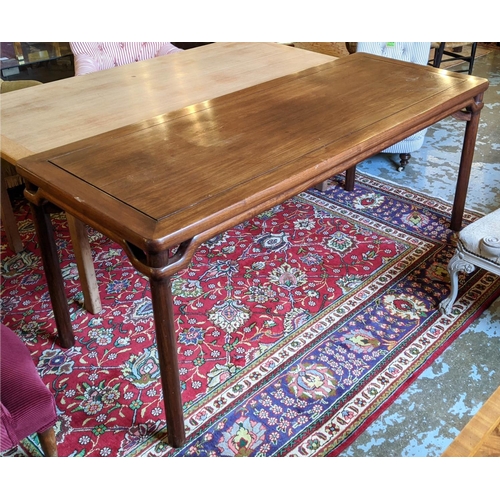 163 - CENTRE TABLE, 72cm D x 78cm H x 190cm L, 20th century Chinese padoukwood.