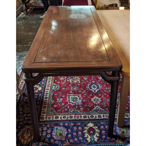 163 - CENTRE TABLE, 72cm D x 78cm H x 190cm L, 20th century Chinese padoukwood.