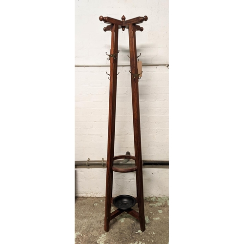 176 - COAT STAND, 191cm H, Country House style with sixteen hooks, four hat hooks and central umbrella hol... 