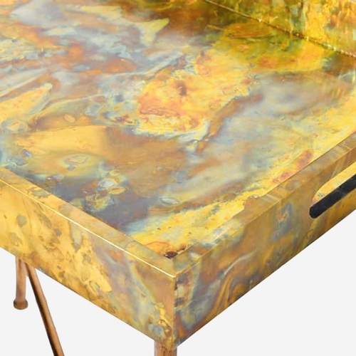 357 - BUTLERS TRAY TABLE, 62cm high, 60cm wide, 40cm deep, 1960s French style, gilt metal.