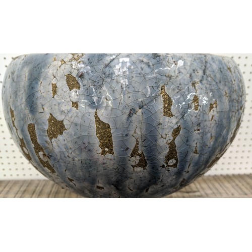 330 - JAR WITH COVER, 59cm H, aged glazed ceramic.