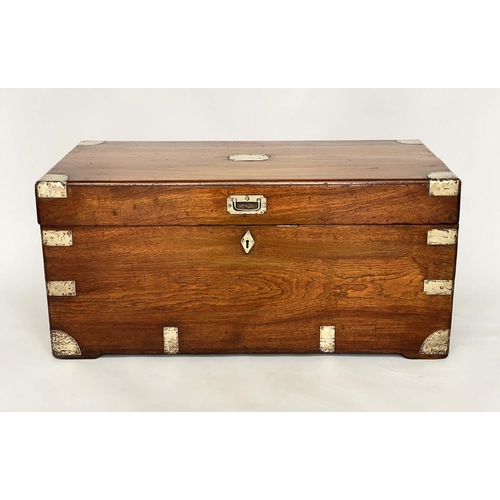79 - TRUNK, 19th century Chinese Export camphorwood and brass bound with rising lid and carrying handles,... 