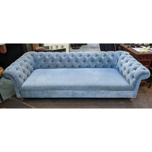 321 - JULIAN CHICHESTER SOFA, sky blue fabric upholstery, 70cm H x 228cm L x 96cm D.