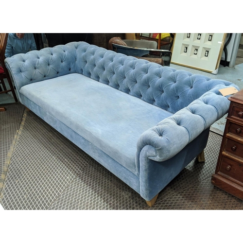 321 - JULIAN CHICHESTER SOFA, sky blue fabric upholstery, 70cm H x 228cm L x 96cm D.