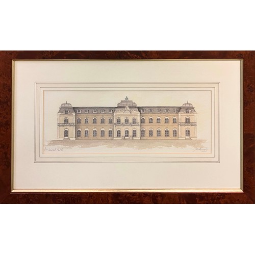 35 - JAN LUZIG, 'Blenheim Palace and others', lithographs, 14cm x 37.5cm, signed and numbered in pencil, ... 