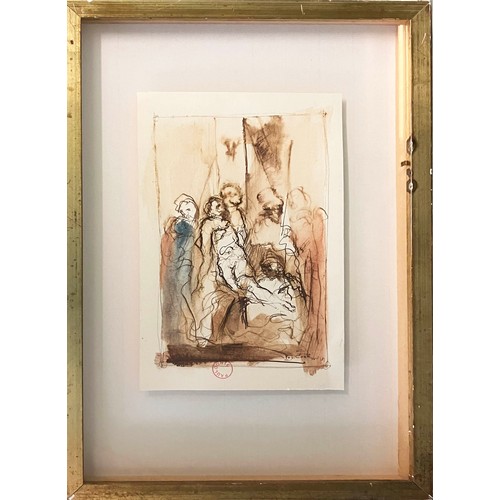 37 - PAUL CONTE (b.1947), 'Descent from the cross', watercolour, signed and stamped, framed.