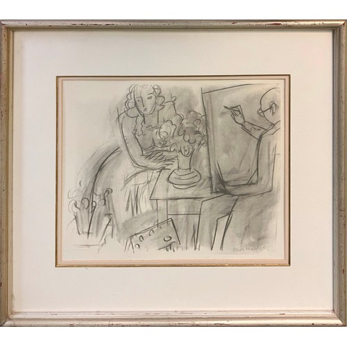 40 - HENRI MATISSE, 'Artist, girl and flowers', lithograph, 25cm x 30cm, signed and numbered in plate, fr... 
