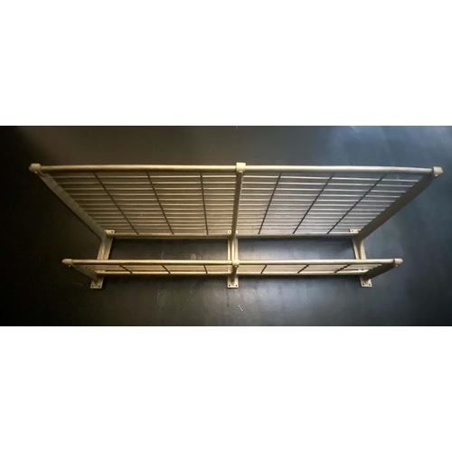 433 - WALL MOUNTING LUGGAGE RACK, 27cm H x 120cm x 35cm, two tier, gilt metal.