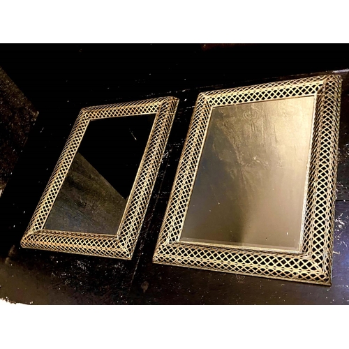 436 - WALL MIRRORS, a pair, 100cm H x 70cm, Regency style, pierced gilt metal frames, bevelled plate. (2)