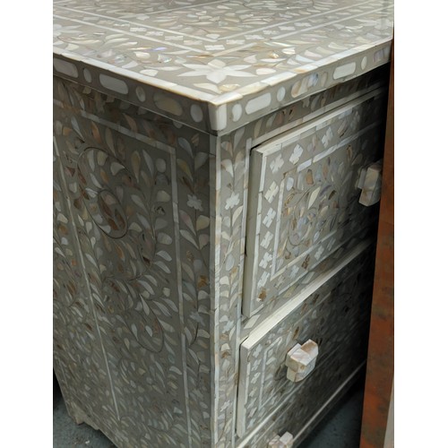 323 - SIDEBOARD, 150cm x 51cm x 87cm, Syrian style inlaid design, seven drawers.