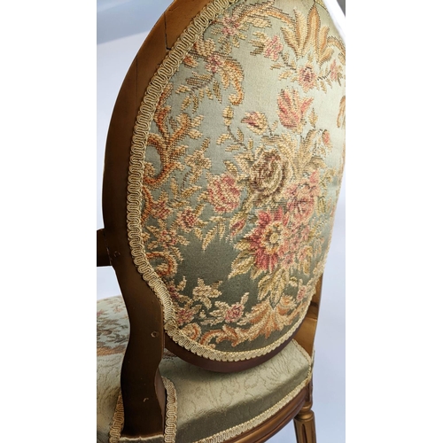 122 - FAUTEUIL, 19th century French, giltwood frame, silk embroidered floral patterned upholstery padded a... 