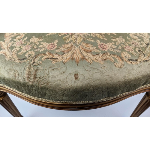 122 - FAUTEUIL, 19th century French, giltwood frame, silk embroidered floral patterned upholstery padded a... 