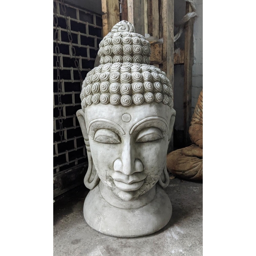 283 - BUST OF BUDDHA , composite stone, 69cm H approx.