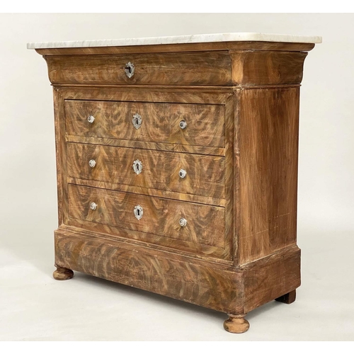 145 - HALL COMMODE,19th century French Louis Philippe faded mahogany and silvered metal mounted with four ... 