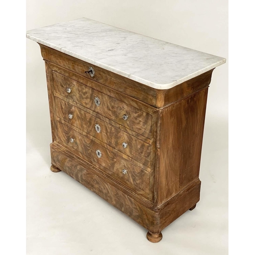 145 - HALL COMMODE,19th century French Louis Philippe faded mahogany and silvered metal mounted with four ... 