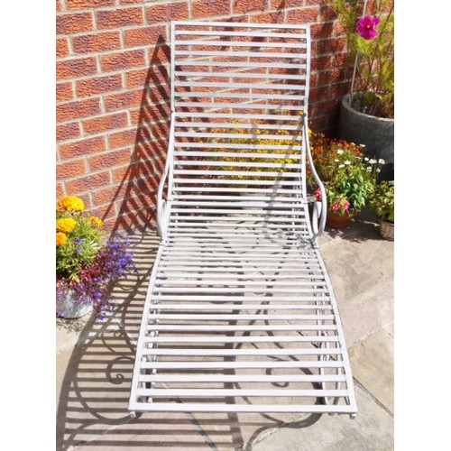 396 - GARDEN SUN LOUNGER, Regency style, aged painted finish, 100cm x 60cm x 155cm.