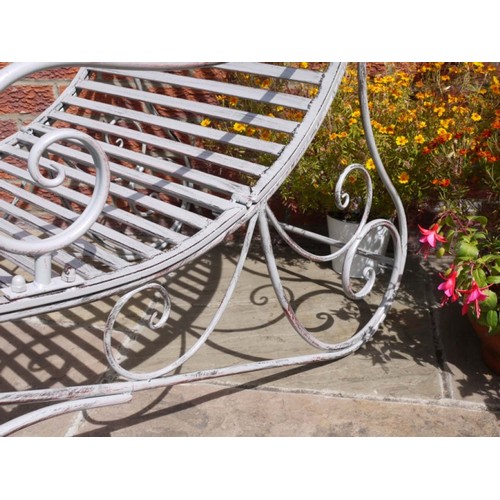 396 - GARDEN SUN LOUNGER, Regency style, aged painted finish, 100cm x 60cm x 155cm.