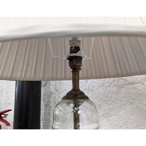 332 - TABLE LAMPS, a pair, 74cm H, glass, with pleated shades. (2)