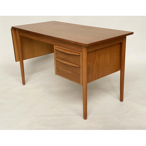 268 - ATTRIBUTED TO EJSING MOBELFABRIK DESK, 1970's Danish teak, with drop leaf sliding twin bank of drawe... 