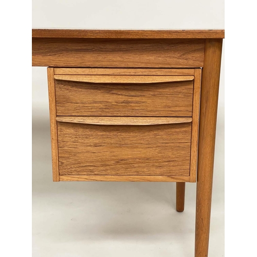 268 - ATTRIBUTED TO EJSING MOBELFABRIK DESK, 1970's Danish teak, with drop leaf sliding twin bank of drawe... 