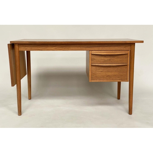 268 - ATTRIBUTED TO EJSING MOBELFABRIK DESK, 1970's Danish teak, with drop leaf sliding twin bank of drawe... 