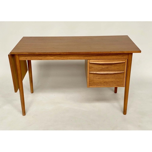 268 - ATTRIBUTED TO EJSING MOBELFABRIK DESK, 1970's Danish teak, with drop leaf sliding twin bank of drawe... 