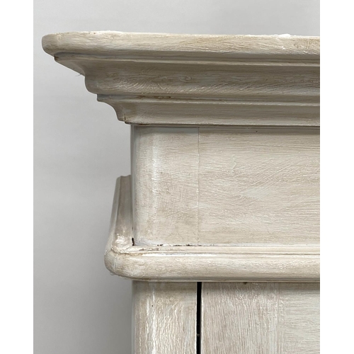 270 - ARMOIRE, French Provincial style, grey painted with shaped panelled door enclosing hanging, 200cm H ... 