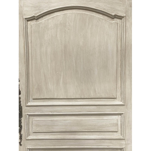 270 - ARMOIRE, French Provincial style, grey painted with shaped panelled door enclosing hanging, 200cm H ... 