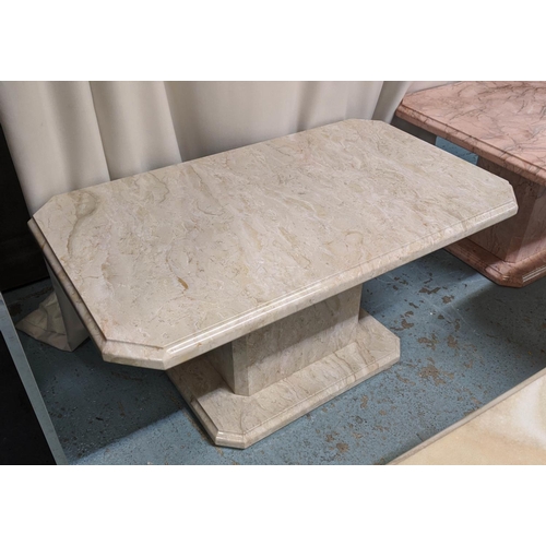 327 - MARBLE LOW TABLE, 100cm x 60cm x 51cm.