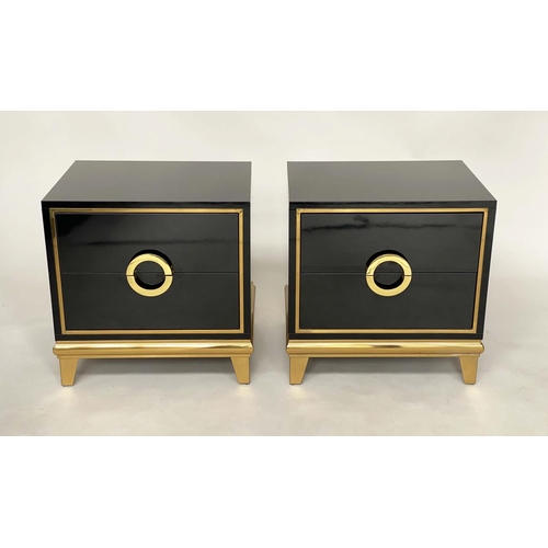 273 - CRAIGSVILLE SIDE CHESTS, a pair, lacquered and gilt each with two drawers, 50cm x 40cm x 51cm H. (2)