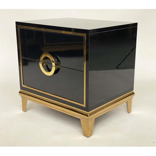 273 - CRAIGSVILLE SIDE CHESTS, a pair, lacquered and gilt each with two drawers, 50cm x 40cm x 51cm H. (2)