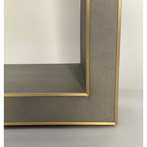 265 - CONSOLE TABLE, faux shagreen with gilt accenting, 170cm W.